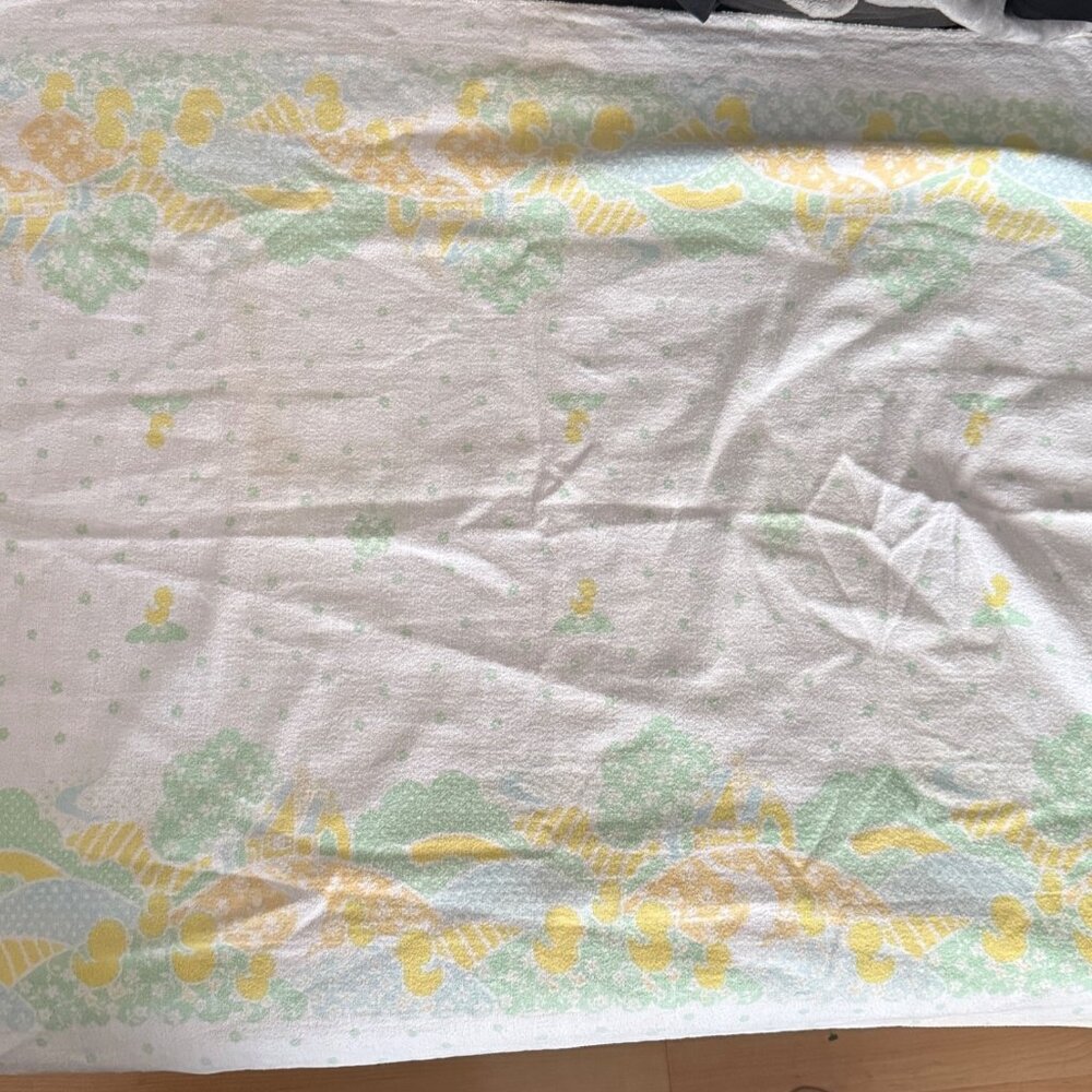 Vintage Baby Receiving Blanket and With Pastel Ducks